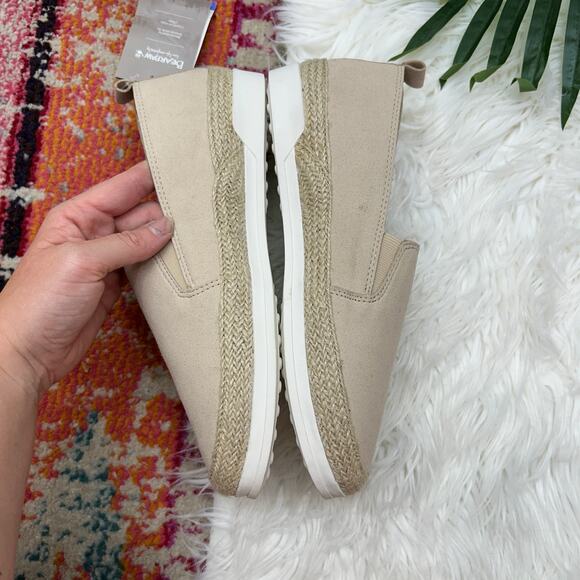 NEW BearPaw Jude Ivory Slip On Faux Suede Espadrille Sneaker Shoe 9 Neutral - Picture 8 of 11